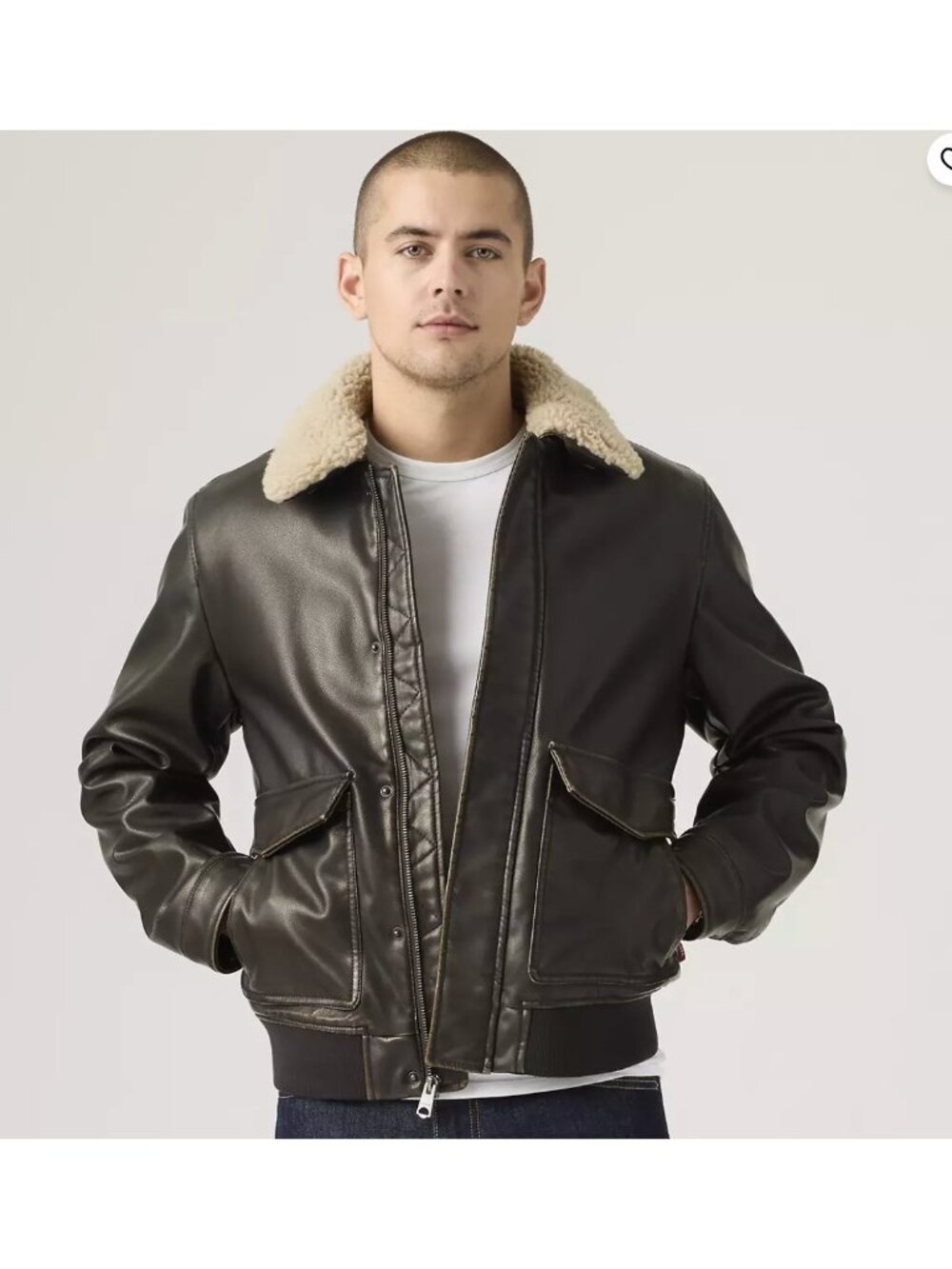 New Levi's M Aviator Bomber Jacket With Removeable Sherpa Collar Medium Regular
